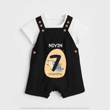 Baby Dungaree Set Birthday Outfit - 7th Month | Personalized Dungaree Set | Cozy Cotton Fabric - BLACK - 0 - 5 Months Old (Chest 18")