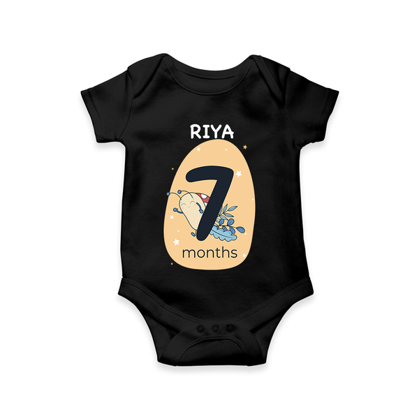 Commemorate your little one's 7th  month with a customized romper - BLACK - 0 - 3 Months Old (Chest 16")