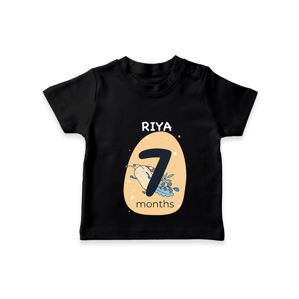 Commemorate your little one's 7th  month with a customized T-Shirt - BLACK - 0 - 5 Months Old (Chest 17")