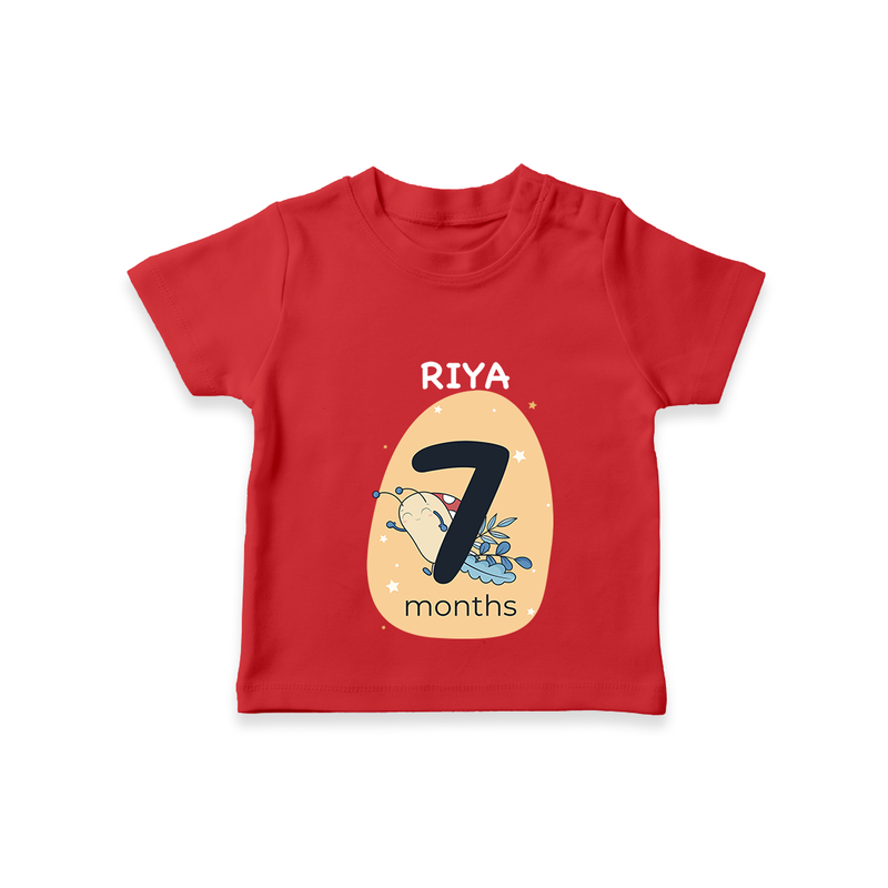 Commemorate your little one's 7th  month with a customized T-Shirt - RED - 0 - 5 Months Old (Chest 17")