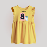 Baby Baby Frock Birthday Outfit - 8th Month | Personalized Baby Frock | Cozy Cotton Fabric - PASTEL YELLOW - 0 - 3 Months Old (Chest 17")
