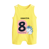 Baby Romper Suit/ Sleeveless Romper Birthday Outfit - 8th Month | Personalized Romper Suit/ Sleeveless Romper | Cozy Cotton Fabric - PASTEL YELLOW - 0 - 5 Months Old (Chest 18")