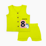 Baby Jabla Set Birthday Outfit - 8th Month | Personalized Jabla Set | Cozy Cotton Fabric - LIME GREEN - 0 - 3 Months Old (Chest 9.8")