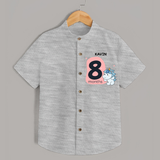 Baby Shirt Birthday Outfit - 8th Month | Personalized Shirt | Cozy Cotton Fabric - GREY - 0 - 6 Months Old (Chest 23")