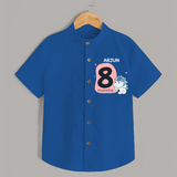 Baby Shirt Birthday Outfit - 8th Month | Personalized Shirt | Cozy Cotton Fabric - COBALT BLUE - 0 - 6 Months Old (Chest 23")