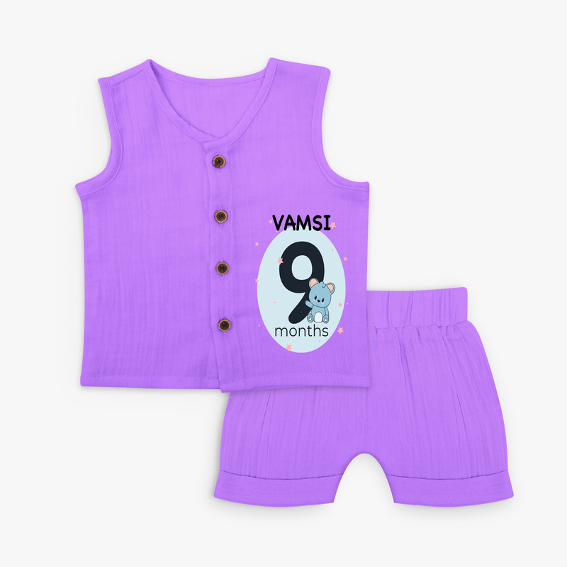 Commemorate your little one's 9th month with a customized Jabla Set - PURPLE - 0 - 3 Months Old (Chest 9.8")