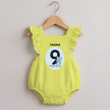 Baby Romper Frock Birthday Outfit - 9th Month | Personalized Romper Frock | Cozy Cotton Fabric - PASTEL YELLOW - 0 - 3 Months Old (Chest 19")