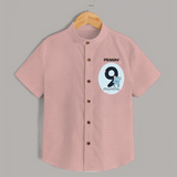 Baby Shirt Birthday Outfit - 9th Month | Personalized Shirt | Cozy Cotton Fabric - PEACH - 0 - 6 Months Old (Chest 23")