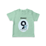 Baby T-Shirt Birthday Outfit - 9th Month | Personalized T-Shirt | Cozy Cotton Fabric - MINT GREEN - 0-5 Months Old (Chest 17")