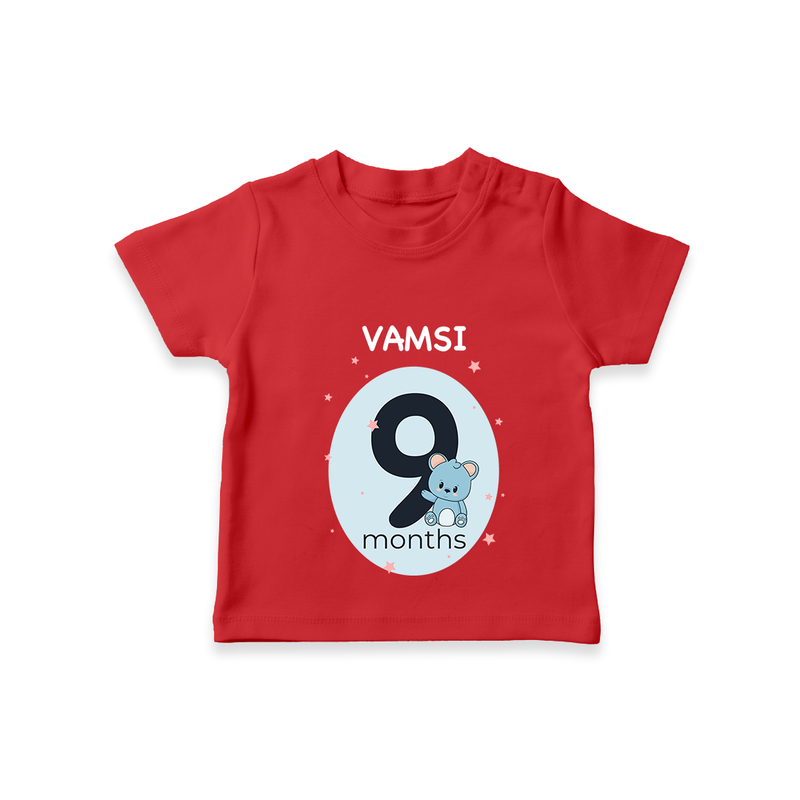 Commemorate your little one's 9th month with a customized T-Shirt - RED - 0 - 5 Months Old (Chest 17")