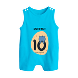 Baby Romper Suit/ Sleeveless Romper Birthday Outfit - 10th Month | Personalized Romper Suit/ Sleeveless Romper | Cozy Cotton Fabric - SKY BLUE - 0 - 5 Months Old (Chest 18")