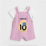 Baby Dungaree Set Birthday Outfit - 10th Month | Personalized Dungaree Set | Cozy Cotton Fabric - BABY PINK - 0 - 5 Months Old (Chest 18")