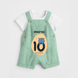 Baby Dungaree Set Birthday Outfit - 10th Month | Personalized Dungaree Set | Cozy Cotton Fabric - MINT GREEN - 0 - 5 Months Old (Chest 18")