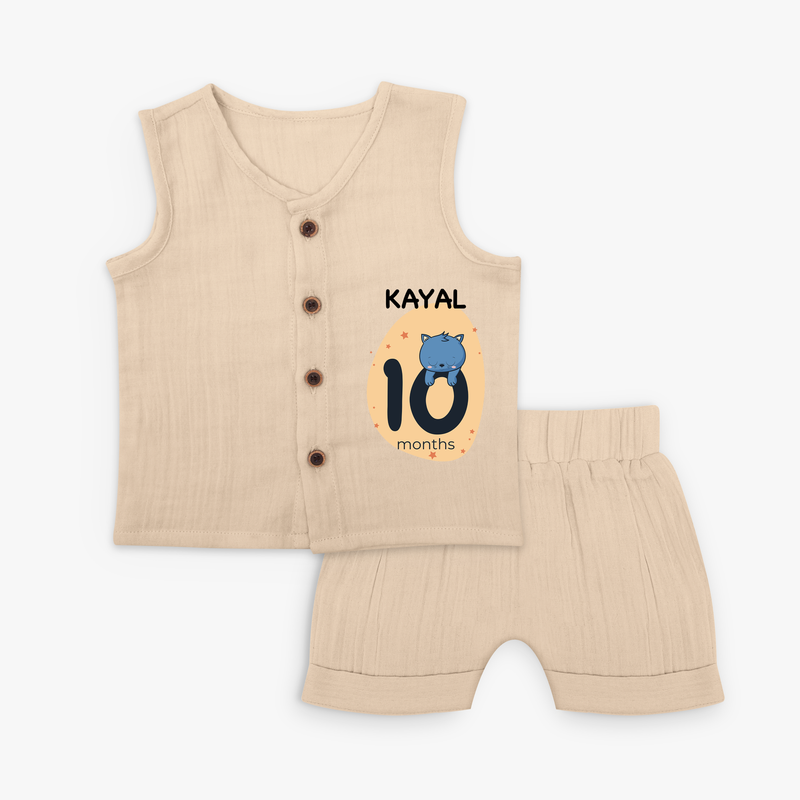 Commemorate your little one's 10th month with a customized Jabla Set - CREAM - 0 - 3 Months Old (Chest 9.8")