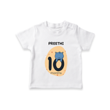 Baby T-Shirt Birthday Outfit - 10th Month | Personalized T-Shirt | Cozy Cotton Fabric - WHITE - 0-5 Months Old (Chest 17")