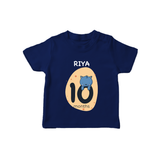 Baby T-Shirt Birthday Outfit - 10th Month | Personalized T-Shirt | Cozy Cotton Fabric - NAVY BLUE - 0-5 Months Old (Chest 17")