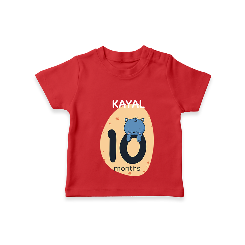 Commemorate your little one's 10th month with a customized T-Shirt - RED - 0 - 5 Months Old (Chest 17")