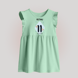 Baby Baby Frock Birthday Outfit - 11th Month | Personalized Baby Frock | Cozy Cotton Fabric - MINT GREEN - 0 - 3 Months Old (Chest 17")
