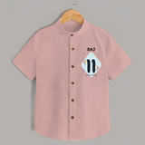 Baby Shirt Birthday Outfit - 11th Month | Personalized Shirt | Cozy Cotton Fabric - PEACH - 0 - 6 Months Old (Chest 23")