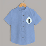 Baby Shirt Birthday Outfit - 11th Month | Personalized Shirt | Cozy Cotton Fabric - SKY BLUE - 0 - 6 Months Old (Chest 23")