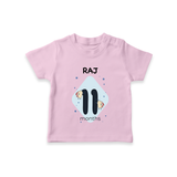 Baby T-Shirt Birthday Outfit - 11th Month | Personalized T-Shirt | Cozy Cotton Fabric - BABY PINK - 0-5 Months Old (Chest 17")