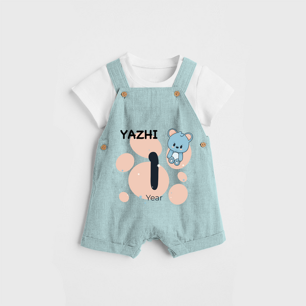 Commemorate your little one's 1st year with a customized Dungaree Set - ARCTIC BLUE - 0 - 5 Months Old (Chest 17")