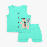 Commemorate your little one's 1st year with a customized Jabla Set - AQUA GREEN - 0 - 3 Months Old (Chest 9.8")
