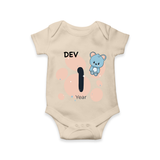 Baby Romper Birthday Outfit - 1 Year | Personalized Bodysuit | Cozy Cotton Fabric - IVORY - New Born (Chest 14")