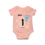 Baby Romper Birthday Outfit - 1 Year | Personalized Bodysuit | Cozy Cotton Fabric - PEACH - New Born (Chest 14")