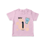 Baby T-Shirt Birthday Outfit - 1st Year | Personalized T-Shirt | Cozy Cotton Fabric - BABY PINK - 0-5 Months Old (Chest 17")