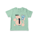 Baby T-Shirt Birthday Outfit - 1st Year | Personalized T-Shirt | Cozy Cotton Fabric - MINT GREEN - 0-5 Months Old (Chest 17")