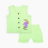 Celebrate Baby's 1st Month | Custom Jabla Set | Premium Cotton - PASTEL GREEN - 0 - 3 Months Old (Chest 9.8")