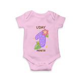 Celebrate Baby's 1st Month | Custom Romper/Onesie | Premium Cotton - BABY PINK - New Born (Chest 14")