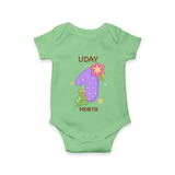 Celebrate Baby's 1st Month | Custom Romper/Onesie | Premium Cotton - GREEN - New Born (Chest 14")