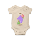 Celebrate Baby's 1st Month | Custom Romper/Onesie | Premium Cotton - IVORY - New Born (Chest 14")
