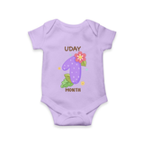 Celebrate Baby's 1st Month | Custom Romper/Onesie | Premium Cotton - LILAC - New Born (Chest 14")