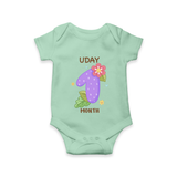Celebrate Baby's 1st Month | Custom Romper/Onesie | Premium Cotton - MINT GREEN - New Born (Chest 14")