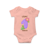 Celebrate Baby's 1st Month | Custom Romper/Onesie | Premium Cotton - PEACH - New Born (Chest 14")