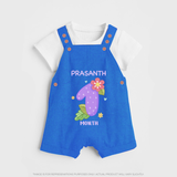 Celebrate Baby's 1st Month | Custom Dungaree Set | Premium Cotton - COBALT BLUE - 0 - 5 Months Old (Chest 18")