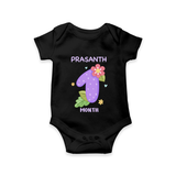 Celebrate Baby's 1st Month | Custom Romper/Onesie | Premium Cotton - BLACK - New Born (Chest 14")