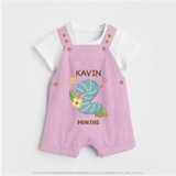 Celebrate Baby's 2nd Month | Custom Dungaree Set | Premium Cotton - BABY PINK - 0 - 5 Months Old (Chest 18")