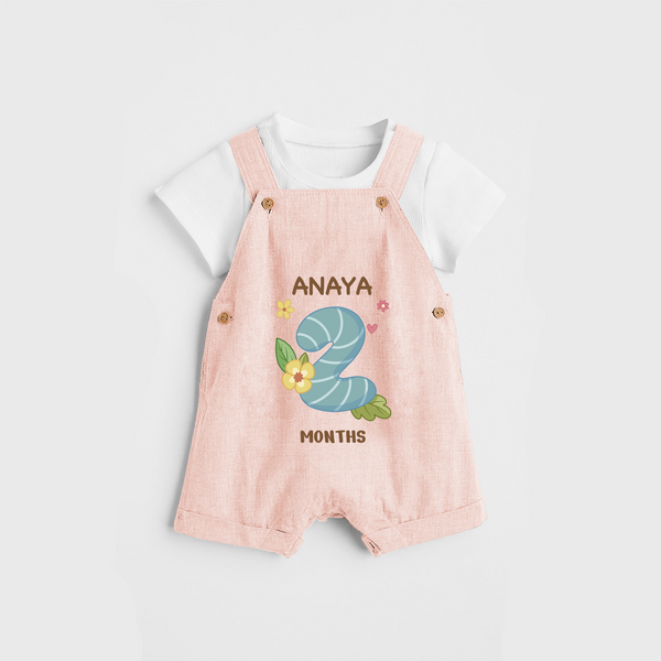 Memorialize your little one's Second month with a personalized Dungaree - PEACH - 0 - 5 Months Old (Chest 17")