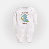 Celebrate Baby's 2nd Month | Custom Full Sleeve Bodysuit/ Sleep Suit/ Jumpsuit | Premium Cotton - WHITE - New Born (Chest 7.5")