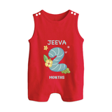 Celebrate Baby's 2nd Month | Custom Romper Suit/ Sleeveless Romper | Premium Cotton - RED - 0 - 5 Months Old (Chest 18")
