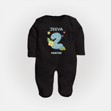 Celebrate Baby's 2nd Month | Custom Full Sleeve Bodysuit/ Sleep Suit/ Jumpsuit | Premium Cotton - BLACK - New Born (Chest 7.5")