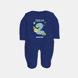 Celebrate Baby's 2nd Month | Custom Full Sleeve Bodysuit/ Sleep Suit/ Jumpsuit | Premium Cotton - NAVY BLUE - New Born (Chest 7.5")