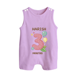Celebrate Baby's 3rd Month | Custom Romper Suit/ Sleeveless Romper | Premium Cotton - LILAC - 0 - 5 Months Old (Chest 18")
