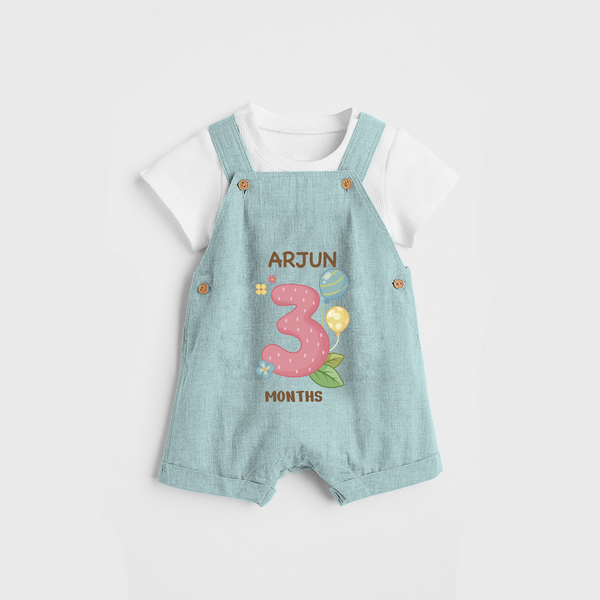 Memorialize your little one's Third month with a personalized Dungaree - ARCTIC BLUE - 0 - 5 Months Old (Chest 17")