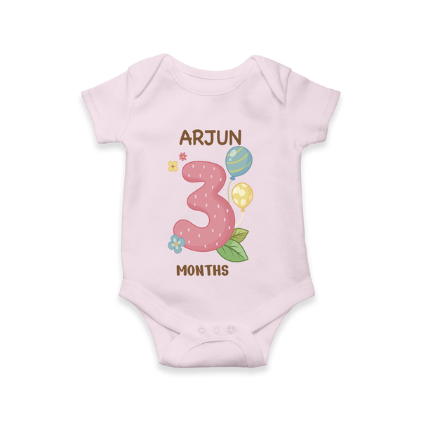 Memorialize your little one's Third month with a personalized romper/onesie - BABY PINK - 0 - 3 Months Old (Chest 16")