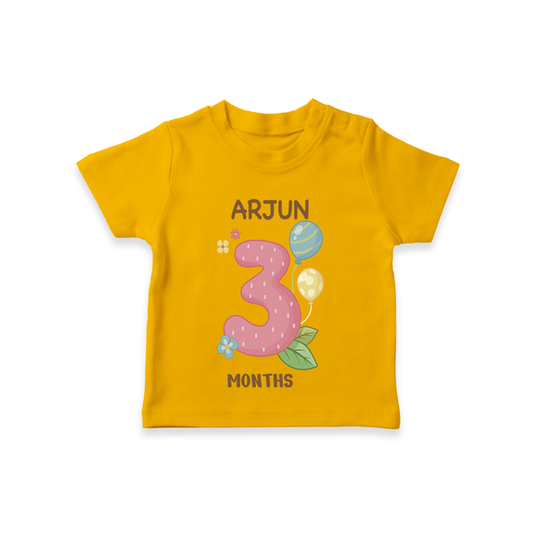 Memorialize your little one's Third month with a personalized kids T-shirts - CHROME YELLOW - 0 - 5 Months Old (Chest 17")